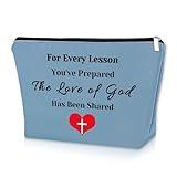 Sunday School Teacher Gifts: Blue Makeup Bag - Christian Teacher Appreciation & Religious Thank You Gifts for Adults