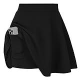 Hanna Nikole Womans Plus Size Skater Skirt High Waisted Elastic Lining Versatile A-line Black Mini Skort with Pocket 1X