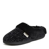 Dearfoams Women's Marled Cable Knit Chenille Clog with Wide Widths Slipper, Black, Medium Standard US US