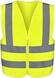 Neiko 53941A High Visibility Safety Vest with Reflective Strips | Size Large | Neon Yellow Color | Zipper Front | For Emergency, Construction and Safety Use