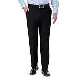 Haggar Men's Premium Comfort Classic Fit Flat Front Dress Pants-Regular and Big & Tall Sizes, Black, 36W x 30L