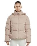 PUFFIT Women's Cropped Puffer Jackets,Warm Winter Jacket with Removable Hood,Zipped Pockets,Short Ladies Quilted Coat