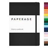 PAPERAGE Blank Journal Notebook, (Black), 160 Pages, Medium 5.6 in x 8 in - 100 GSM Thick Paper – Hardcover Journaling Notebook for Work, School, Note Taking or Sketching