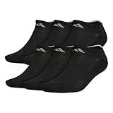 adidas mens Athletic Cushioned No Show Socks (6-Pair), Black/Aluminum 2, Large