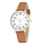 TWOPTION Women's Dainty Analog Leather Dress Watch for Small Wrists, Ladies Waterproof Watches for Women, Reloj para Mujer (Brown-23#)