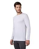 32 Degrees Heat Men's Lightweight Crew Baselayer Top | Form Fitting | Long Sleeve| 4-Way Stretch | Thermal, White, Medium