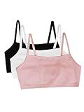 Fruit of The Loom Womens Spaghetti Strap Cotton Pull Over (Pack of 3) Sports Bra, Blushing Rose/White/Black Hue, 40