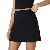 Amazon Essentials Women's Active Formflex Buttery Soft Tennis Skirt with Built-in Shorts with Pockets, Black, Large