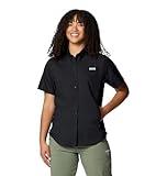 Columbia Womens PFG Tamiami II Short Sleeve Fishing Shirt, Black, Large
