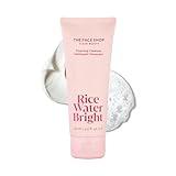 The Face Shop Rice Water Bright Foaming Facial Cleanser with Ceramide, Gentle Face Wash for Hydrating & Moisturizing, Vegan Face Cleanser, Makeup Remover, Korean Skin Care for All Skin Types, 150ml