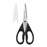 KitchenAid All Purpose Kitchen Shears with Protective Sheath Durable Stainless Steel Scissors, Dishwasher Safe, Soft Grip Comfort Handle, 8.72 Inch, Black