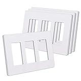 CML Matte White 3-Gang Decorator Screwless Wall Plates, 4 Pack Child Safe Light Switch Covers, Standard Size 4.68” X 6.54”, Scratch and Impact Resistant, Hidden Screws, Polycarbonate