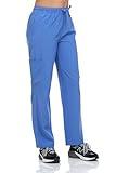 Scrubs for Women 4 Pocket Pants Stretch Nurse Scrub Pants for Medical Uniform and Home Attendant Lightweight (US, Alpha, Medium, Regular, Regular, Ciel Blue)