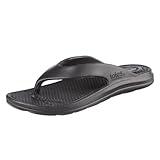 totes Men's Everywear Lightweight Waterproof Contoured Ara Flip Flop Sandal, Black, 11