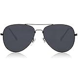SOJOS Classic Aviator Polarized Sunglasses for Men Women Vintage Retro Style,Black/Grey