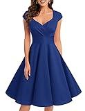 Bbonlinedress Women Royal Blue Dress Vintage 1950s Retro Vintage Cocktail Party Swing Dresses Royal Blue M