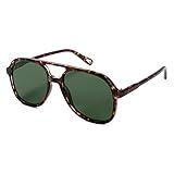 SOJOS Retro Polarized Aviator Sunglasses for Women Men Classic 70s Vintage Trendy Square Aviators SJ2174, Dark Tortoise/Green