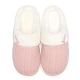 NineCiFun Women's Slip on Fuzzy Slippers Memory Foam House Slippers Outdoor Indoor Warm Plush Bedroom Shoes Scuff with Faux Fur Lining size 7 8 pink