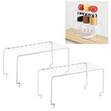 ziroland 2-Pack Small (10.8x5.3inch) White Stackable Shelf Organizer Rack, Kitchen Shelves Organization for Cabinet, Pantry Organizers and Storage, Wire Shelf Rack, Desk Organizer, Rustproof