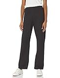 Hanes Women's Open Leg Sweatpants, EcoSmart Fleece Sweats, Regular & Petite, Ebony, Medium