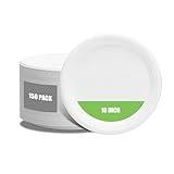 YACEYACE Paper Plates 10 inch, Heavy Duty Paper Plates, 150 Pack Sturdy Natural Bagasse Plate for Fruit, Dessert, Snack, Dinner, Party, Events