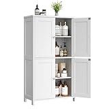 Shintenchi Bathroom Storage Cabinet with Doors and Shelves, Floor Cabinets for Washroom Furniture, Laundry Room, Organization with Adjustable Shelf, White