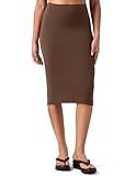 Colorfulkoala Dreamlux Women’s Midi Pencil Skirt – High Waist Stretch, Below Knee Bodycon for Office Work & Business Casual (M, Cocoa)