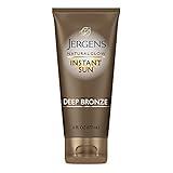 Jergens Natural Glow Instant Sun Sunless Tanning Moisturizer + Bronzer, Self Tanner, Deep Bronze, for Natural-Looking Tan, 6 Ounce