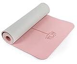 Non Slip, Pilates Fitness Mats, Eco Friendly, Anti-Tear 1/4" Thick Yoga Mats for Women, Exercise Mats for Home Workout with Carrying Sling (72"x24", Parfait Pink & Gray)