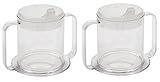 Independence 2-Handle Plastic Mug with 2 Style Lids, Lightweight Drinking Cup with Easy-to-Grasp Handles for Hot and Cold Beverages, Spill-Resistant Adult Sippy Cup (2-Pack)