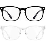 Blue Light Glasses for Woman Men - 2 Pack Bluelight Glasses Womens Mens for Reading Gaming Computer Blue Light Blocking Glasses Fashion Lentes Eyeglasses Anti Eyestrain UV Glare Protection Black Clear