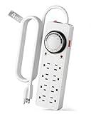 BN-LINK 8 Outlet Surge Protector with Mechanical Timer (4 Outlets Timed, 4 Outlets Always On) - White