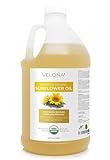 velona USDA Certified Organic Sunflower Oil - 64 Fl Oz | 100% Pure and Natural Carrier Oil | High Oleic, Refined, Expeller Pressed | Cooking, Skin, Hair, Body & Face Moisturizing