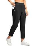G Gradual Women's Pants Ankle 7/8 Golf Pants 3 Pockets Stretchy Petite Travel Pants with Inner Drawstring for Work Business Casual Athletic, Black, M
