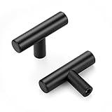 5 Pack Matte Black Cabinet Knobs 2 Inch - Black Drawer Knobs Single Hole Black T Bar Hardware Drawer Pulls for Kitchen Cabinets and Dressers