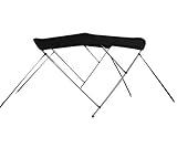 STOPBYUS 7.6 oz Black 3 Bow Round Tube Boat Bimini TOP Sunshade Compatible for Willie Predator 22' Forward Helm THRU-2014
