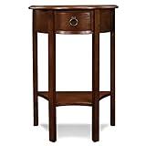 Seneca Solid Wood Demilune Console Table with Shelf and Drawer, Pecan, Perfect for Entryways, Hallways, and Stair Landings – Leick Home, 9030