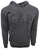 Gap Factory Men's Fleece Arch Logo Pullover Hoodie (Large, Black (Black Logo))