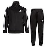 adidas Boy's Tricot Tracksuit Jacket Jogger Pant Set, Black, 7