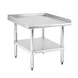 HALLY Stainless Steel Equipment Stand 28x24 Inches with Undershelf, NSF Commercial Prep & Work Table with Rear and Side Risers, Heavy Duty Grill for Kitchen, Bar, Restaurant, Home and Hotel