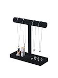 Justsoso Multi-Use Jewelry Holder Stand, Necklace Bracelet Ring Organizer Stand, Scrunchie Watches Velvet Jewelry Holder Stand With Tray for Women Home Use(Black Color)