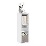 Furinno Fulda 3-Tier Space Saving Storage Shelf Bookcase, 10-Inch Width, White