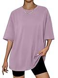 Trendy Queen Womens Oversized Summer T Shirts Fashion Workout Plus Size Tops Short Sleeve Beach Vacation Gym Clothes 2025 DarkPink XXL