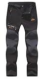 BenBoy Men's Snow Ski Outdoor Waterproof Windproof Fleece Cargo Hiking Pants,AN-SF1602M-Black-M