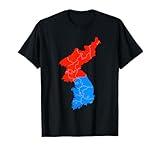 Koera Map T-Shirt North and South Korea Flag Korean Pride T-Shirt