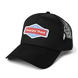 Happy Dad Hats for Men and Women, Available in Trucker Hat, 6 Panel Snapback Hat or Baseball Cap, Holiday & Birthday Gifts Black