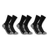 Carhartt Men's Force Performance Work Socks 3 Pair Pack, Black, Large