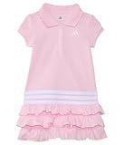 adidas Girls' Little Short Sleeve Active Polo Ruffle Dress, Clear Pink Adi