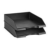 Amazon Basics Rectangular Stackable Office Letter Size Plastic Organizer Desk Tray, Pack of 2, Black