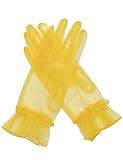 QRBTSCL Women's Short Mesh Gloves Ruffled Tulle Wedding Party Gloves Short Prom Evening Glove Yellow